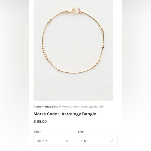 Taurus Morse code gold-filled bracelet - Picture 2 of 3